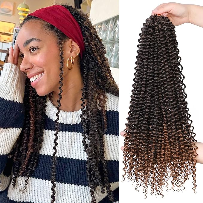 Lady Miranda Passion Twist Hair 18 Inch Jerry Curl Crochet Hair 3X Braid Hair Passion Twist Crochet Hair for Black Women Afro kinky Curly Braiding Hair Extensions (T30#)