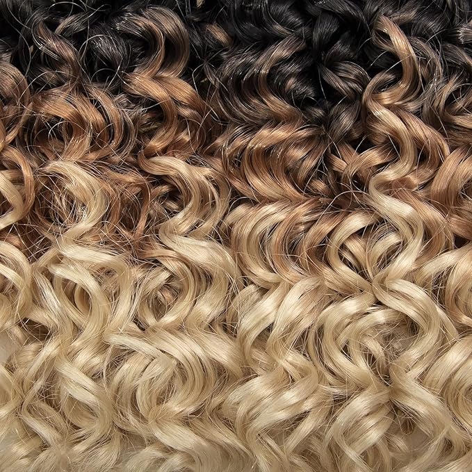 YXCHERISHAIR 8 Packs Curly Crochet Hair GoGo Curl Crochet hair for Women Deep Wave Braiding hair,Synthetic Bohemian Crochett Braid Water Wave Crochett hair Extensions(1B/27/613, 12inch)