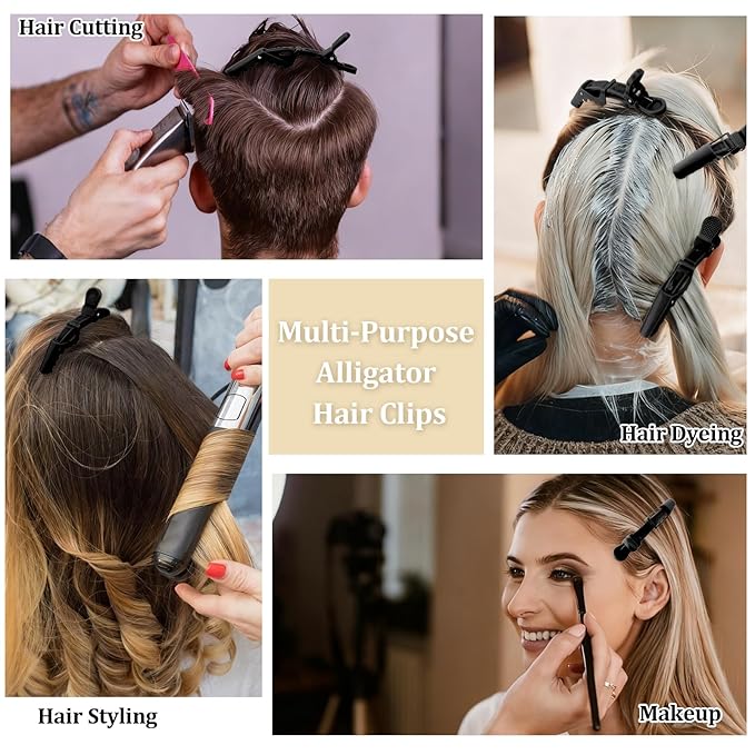 30 Pack Alligator Hair Clips for Styling, Sectioning Crocodile hair Clips Professional Barber Accessories for Salon of Thick Curly Volume Hair (Black)