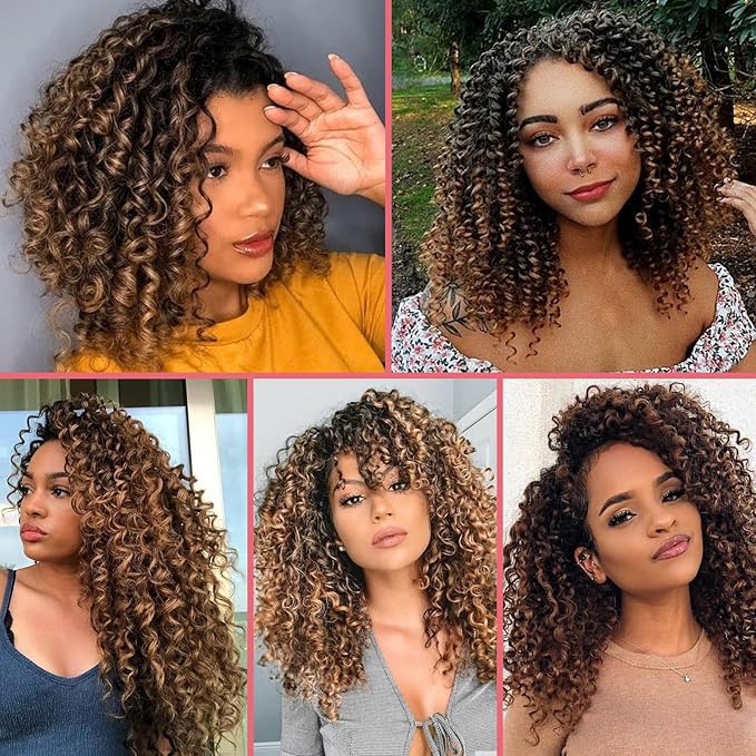 Leeven Gogo Curl Crochet Hair 6 Inch 8 Packs Black Ocean Wave Crochet Hair Pre Looped Deep Twist Goddess Box Braids Short Curly Water Wave Synthetic Braiding Hair for Women Girl Kids