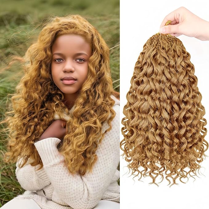 Gogo Curl Crochet Hair Protein Fiber Close to Human Hair 12 Inch 7 Packs Pre looped Water Wave Crochet Hair Deep Twist Synthetic Braiding Hair for Women (27#, 12Inch)