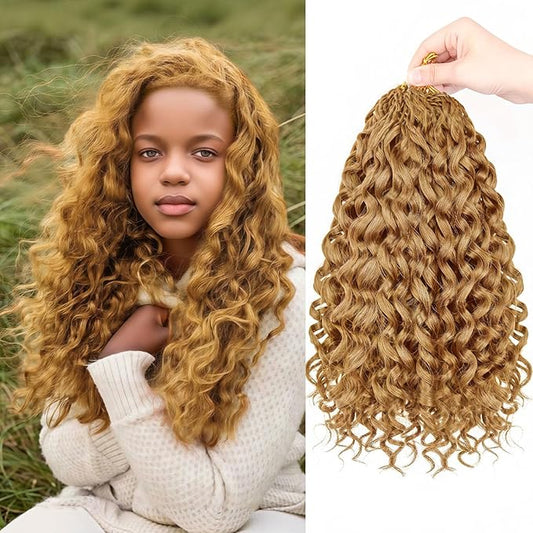 Gogo Curl Crochet Hair Protein Fiber Close to Human Hair 12 Inch 7 Packs Pre looped Water Wave Crochet Hair Deep Twist Synthetic Braiding Hair for Women (27#, 12Inch)