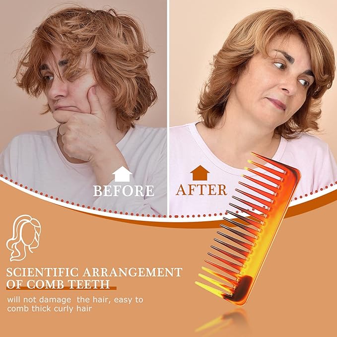 Patelai Wide Tooth Comb Large Hair Detangling Comb for Curly, Wet Dry Hair, No Handle Detangler Accessories(Dark Brown)