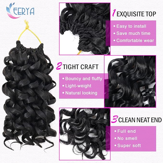 7 Packs GoGo Curl Crochet Hair 6 Inch Short Curly Crochet Hair for Women Water Wave Beach Curl Deep Twist Crochet Braids Synthetic Braiding Hair Extensions (6 Inch, 1B)
