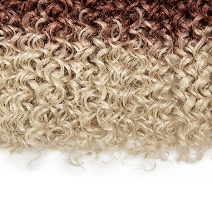 YXCHERISHAIR 8 Packs Curly Crochet Hair GoGo Curl Crochet hair for Women Deep Wave Braiding hair,Synthetic Bohemian Crochet Braid Water Wave Crochett hair Extensions(Ombre Brown Blonde, 18inch)