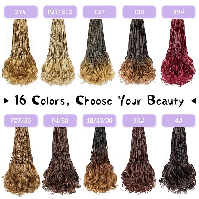 French Curly Braiding Hair Pre looped 12 Inch 8 Packs Short Crochet Hair for Women Dark Brown mix Brown Crochet Box Braids with Curly Ends Synthetic Hair Extensions P4/30#