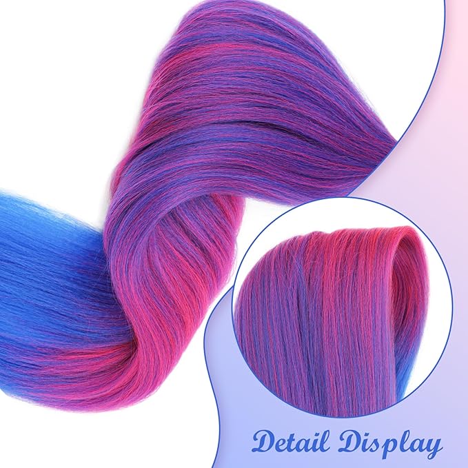 Ombre Blue-Pink Pre stretched Braiding Hair 2 Packs Pre feathered Braid Hair Extensions 30 Inches Synehetic Hair Braids