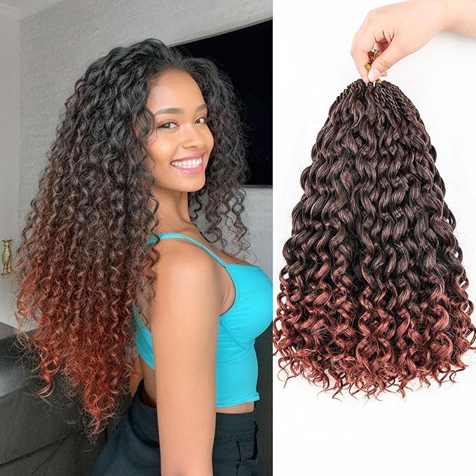 Gogo Curl Crochet Hair Protein Fiber Close to Human Hair 12 Inch 7 Packs Pre looped Water Wave Crochet Hair Deep Twist Synthetic Braiding Hair for Women (T350, 12Inch)