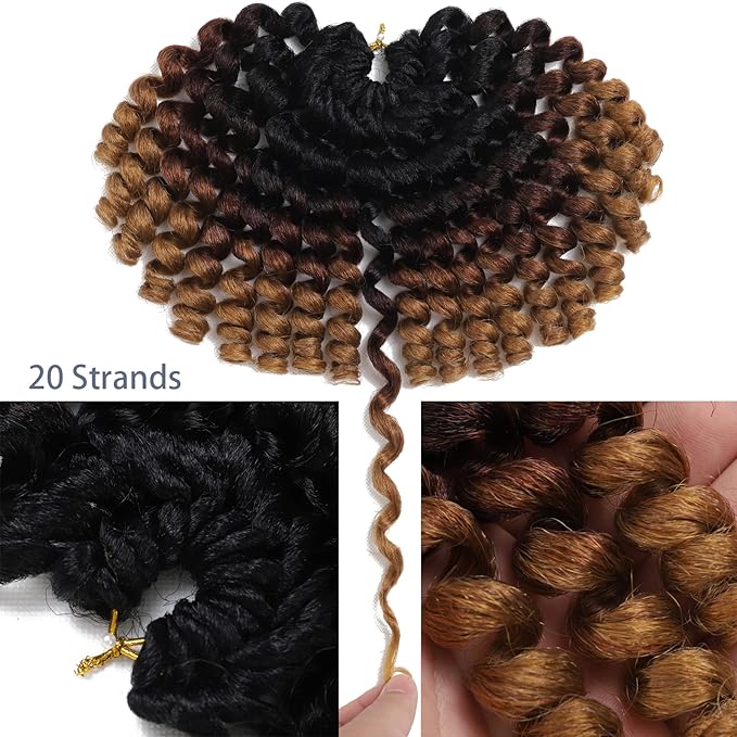 Jamaican Bounce Hair Extensions 8 inch Ringlet Wand Curl 3 Tone Blonde Brown Ombre Curly Crochet Braids 1B 30 27 Crochet Braiding Hair 60 Roots