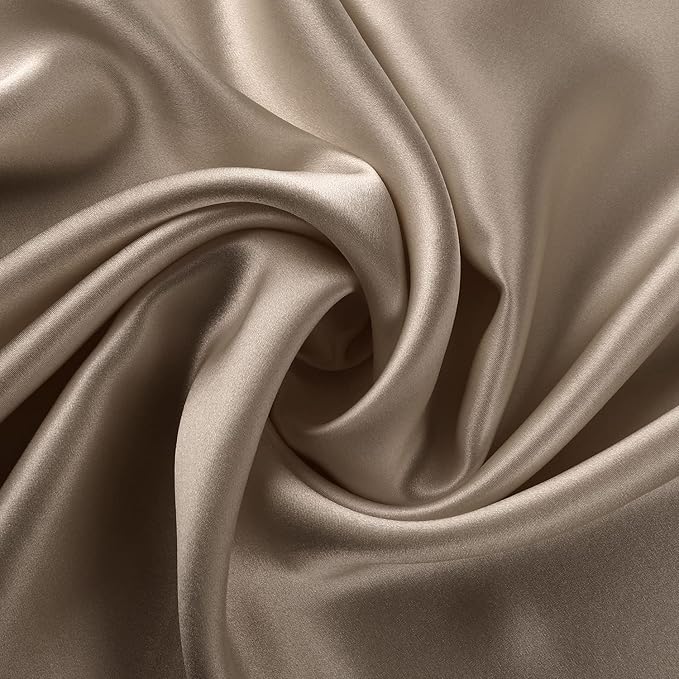 ALASKA BEAR Silk Pillowcase for Hair and Skin, Set of 2 Pure Genuine 22 Momme Mulberry Silk Pillow Cases Standard Size for Bliss Sleep Better Than Poly Satin, Zipper Closure(2pc, Taupe)