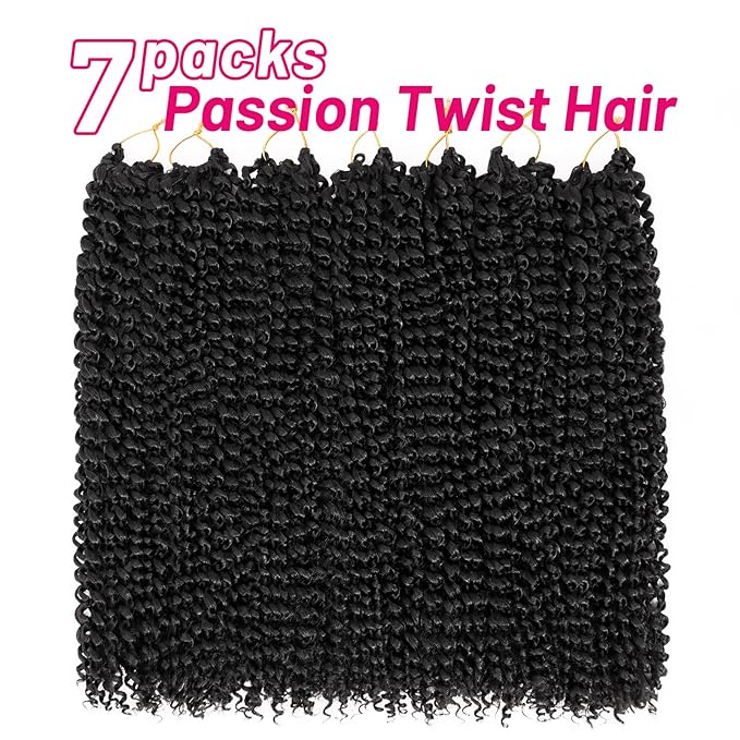 Dorsanee Passion Twist Hair 18 Inch 7 Packs Water Wave Crochet Hair Long Bohemian Curly Braiding Hair for Butterfly Locs, Faux Locs, Boho Style Spring Twist Crochet Braids (2#)