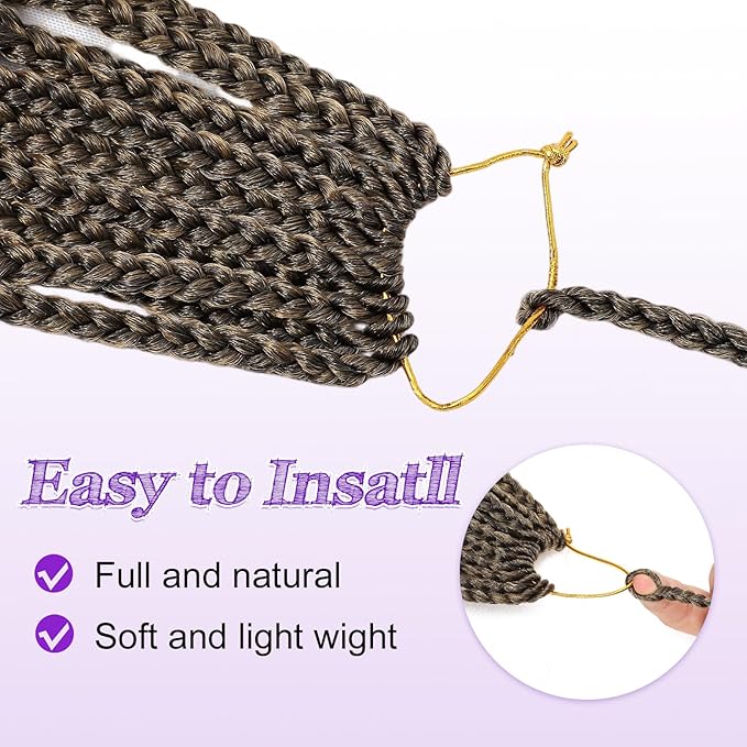 Eacia Goddess Box Braids Crochet Hair 18 Inch 7 Packs Bohemian Goddess Curly Crochet Hair Extensions for Women Pre Looped Box Braids with Curly Ends(18 Inch, T1B/27#)