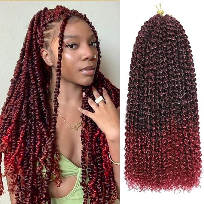 Passion Twist Hair 14 Inch 8 Packs Water Wave Crochet Hair Bohemian Braiding Hair for Boho Locs Pre Looped Crochet Braids Hair for Black Women （T/Bug#）