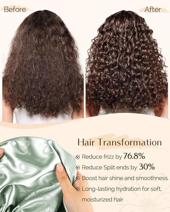 YANIBEST Silk Bonnet Satin Bonnet for Sleeping Women Men, Adjustable Double Layer Hair Bonnet for Curly Braids Reduce Frizz