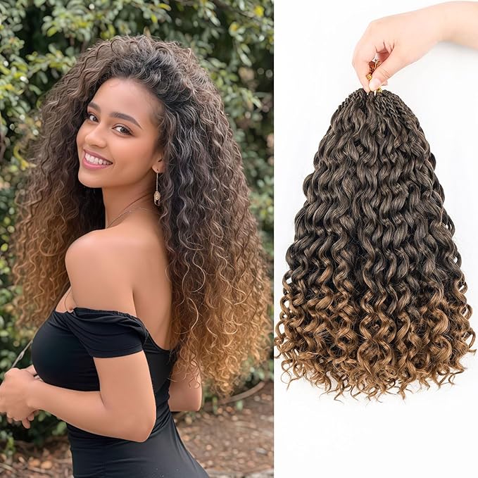 Gogo Curl Crochet Hair Protein Fiber Close to Human Hair 7 Packs Pre looped Water Wave Crochet Hair Deep Twist Synthetic Braiding Hair for Women (T30, 8Inch)