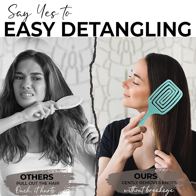 Fiora Naturals Paddle Hair Brush for Thick Hair - Detangler Brush for women - Vented Hairbrush for Gentle Detangling, Best Hair Brush for Wet or Dry Hair