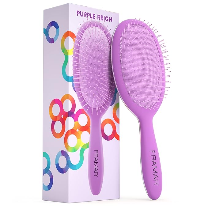 Framar Detangling Brush for Curly Hair – Hair Brushes for Women, Wet Hairbrush For Women, Hairbrushes, Purple Hair Brush Detangler, Reduces Breakage, Frizz and Static – Purple