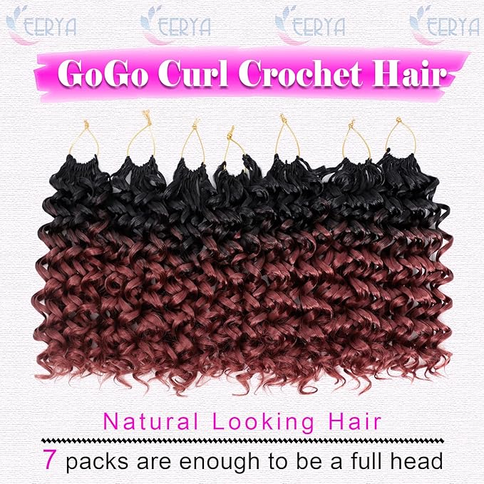 7 Packs GoGo Curl Crochet Hair 10 Inch Short Curly Crochet Hair for Women Deep Wave Beach Curl Crochet Braids Synthetic Braiding Hair Extensions(10 Inch, OT350)