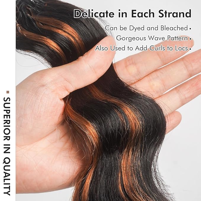 ToyoTress Ocean Wave Feather Crochet Human Hair - 10 Inch 250G Invisible Knotless Water Deep Wave Crochet Human Hair For Black Women Brown Highlight Color Braiding Hair (10 Inch, P1B/30-250G)