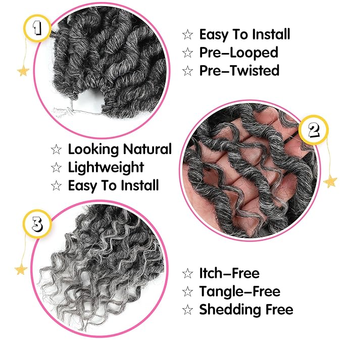 Fulcrum Goddess Locs Crochet Hair 12 Inch, 8 Packs New Faux Locs Crochet Hair for Black Women, Crochet locs with Curly Ends (12Inch (Pack of 8), Tgray#)