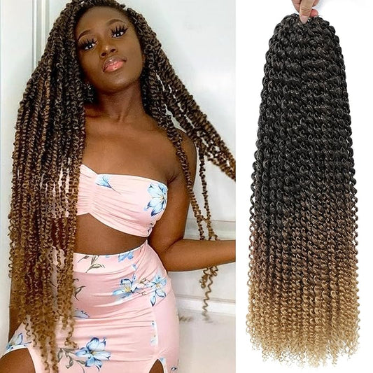 Passion Twist Hair 30 Inch 8 Packs Water Wave Crochet Hair Curly Braiding Hair For Butterfly Locs Long Bohe Crochet Braids (30 Inch (Pack of 8), 1B/30/27)