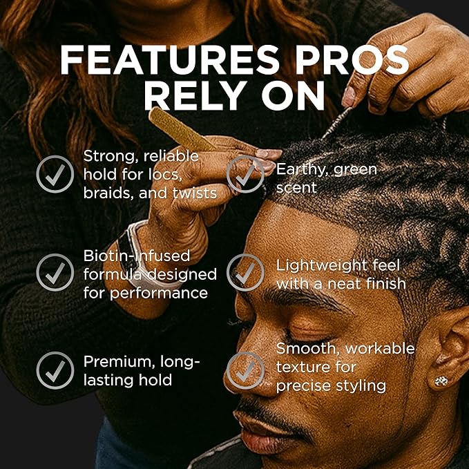 Style Factor Loctician Silver Premium Pomade with Biotin – Max Hold, Expert Styling Gel for Locs, Twists, Braids – for All Hair Types 5 oz