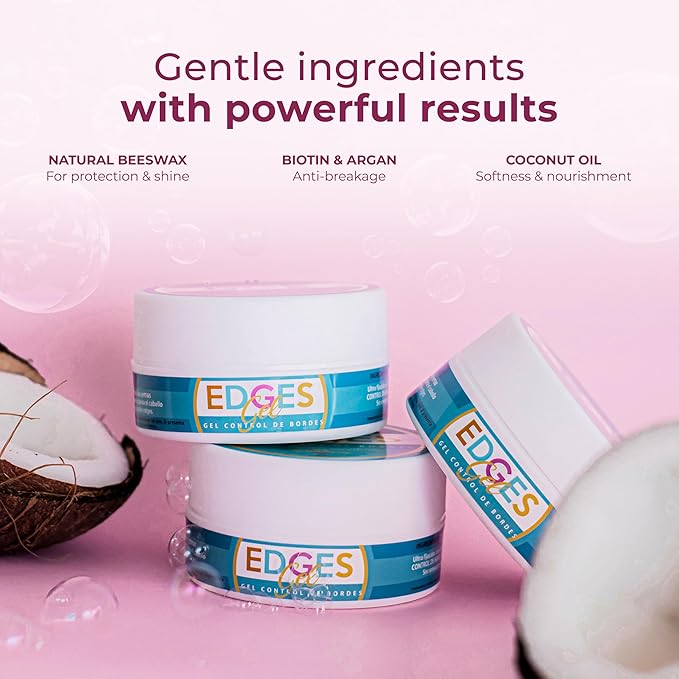 Strong Edge Control for 4c Black Hair with Coconut Oil, Biotin & Castor Oil - Edge Control for Black Hair - Strong Hold Gel for 4c Natural Hair, Long-Lasting Hold that Helps Support Hair Growth 5oz