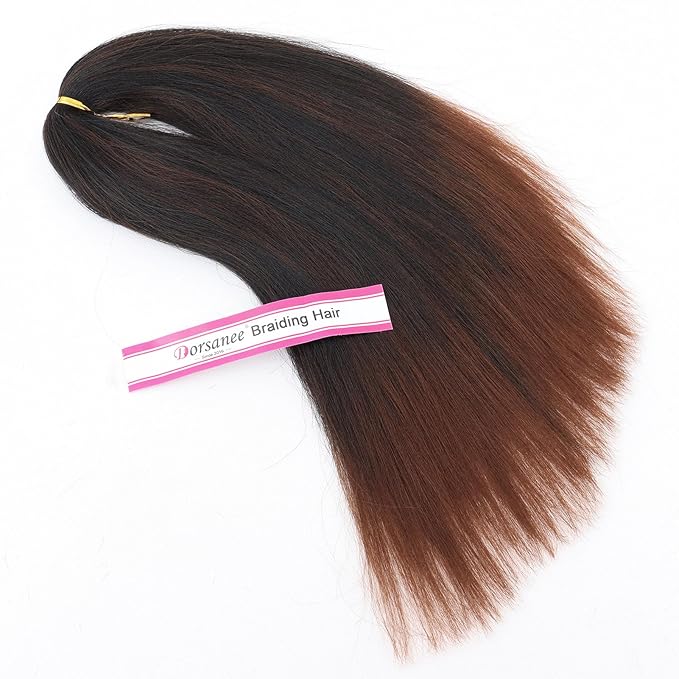 Dorsanee Braiding Hair Pre Stretched 14 Inch 8 Packs Ombre Brown Braiding Hair Extensions for Crochet Box Braids Twists Locs Hair Soft Yaki Texture Hot Water Setting (14inch,#1B/30)