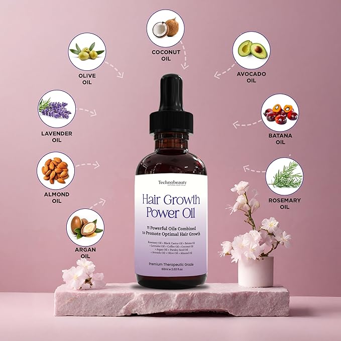 Rosemary Oil With Black Castor, Batana, Lavender, Coffee, Coconut, Argan, Avocado, Olive, Almond & Parsley Seed Oil, 11 Oils Infused for Ultimate Hair Growth & Care for Stronger, Thicker Hair