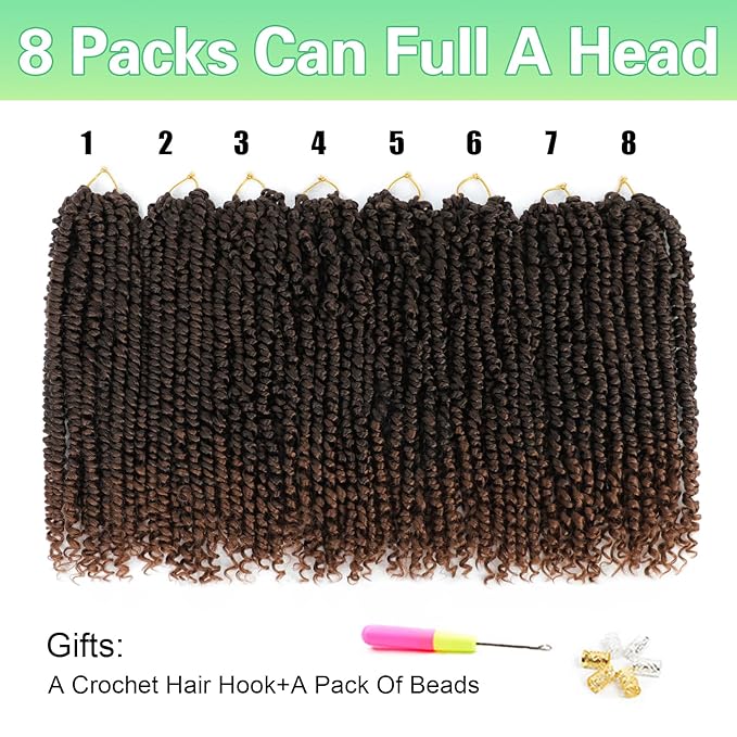 Passion Twist Crochet Hair, Passion Twist Hair 14Inch 8 Packs, Twist Crochet Hair for Black Women Passion Twists Braiding Synthetic Hair Extensions(14"(8 Packs）T30)…