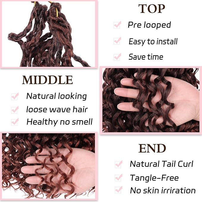 14 Inch Gogo Curl Crochet Hair 8 Packs Beach Curl Crochet Hair for Women Goddess Box Braids Synthetic Curly Hair Deep Wave Crochet Hair Extensions (16Strands/pack T350#)