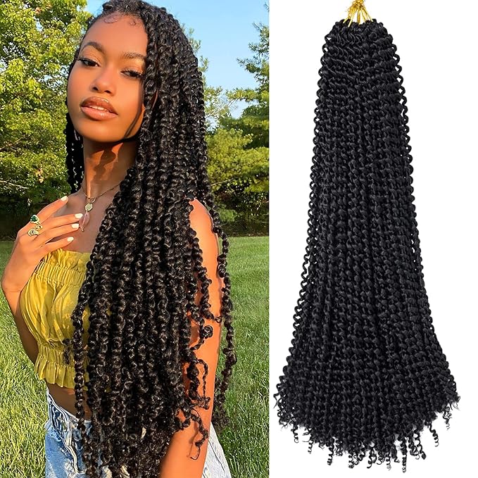 Ubeleco Passion Twist Hair 30 Inch 7 Packs Water Wave Crochet Hair for Black Women Long Bohemian Curly Braiding Hair Spring Twist Crochet Braids Hair Extensions (30inch,1B)