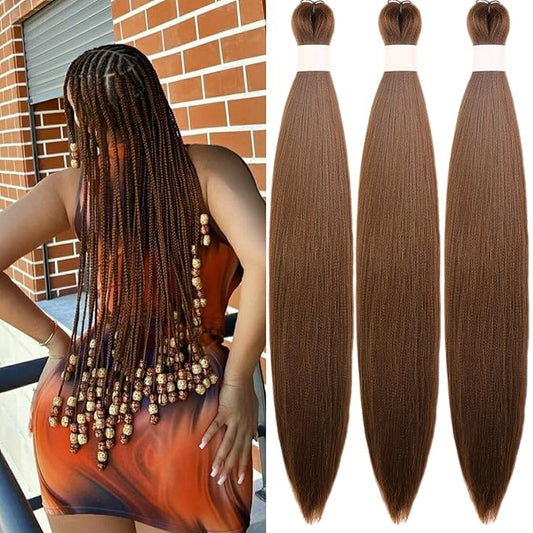 Brown Prestretched Braiding Hair 26 Inches Long Synthetic Braiding Hair Colorful Inch Free Ez Braid Prestretched Knotless Braids