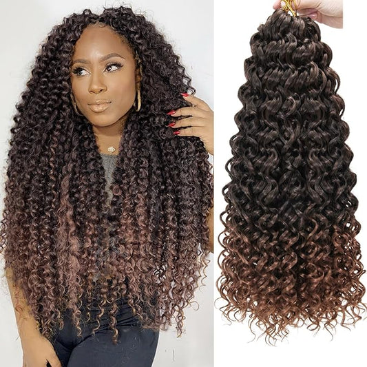 YXCHERISHAIR 8 Packs Curly Crochet Hair GoGo Curl Crochet hair for Black Women Deep Wave Braiding hair,Synthetic Bohemian Crochet Braid Water Wave Crochet hair Extensions (1B/30, 24inch)