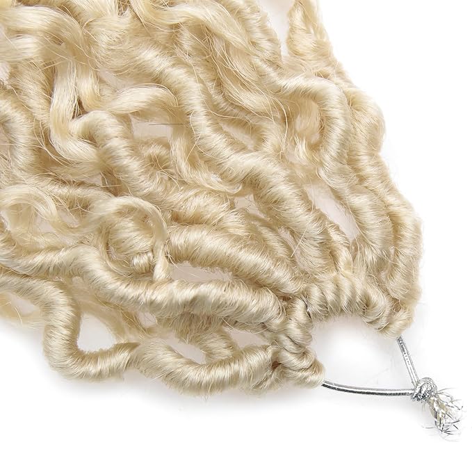 Goddess Locs Crochet Hair 10Inch 8Packs Pre-looped Short River Locs Curly Faux locs Crochet Hair Hippie Locs Bohemian Locs Crochet Braids (613, 10inch(Pack of 8))