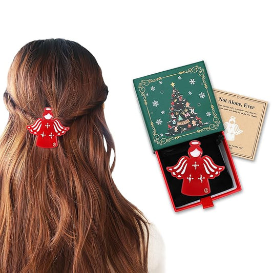 Inspirational Birthday Gifts for Older Lonely Women, "Guardian Angel" Premium Hair Clip, Goodbye Farewell Gifts for Retirement Moving Away Grandmother from Sister Bestie daughter, Still with You