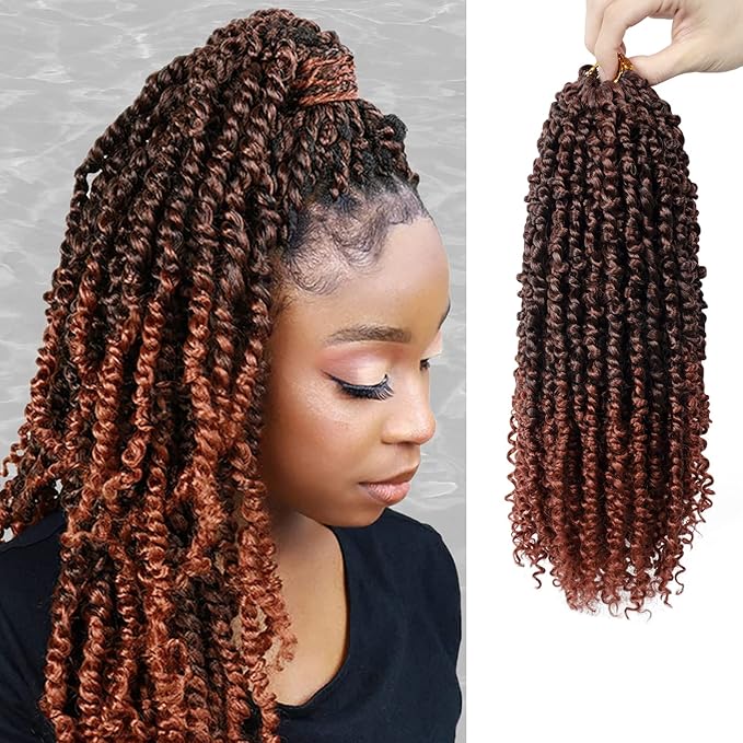 Passion Twist Hair - 8 Packs 14 Inch Passion Twist Crochet Hair For Black Women, Crochet Pretwisted Curly Hair Passion Twists Synthetic Braiding Hair Extensions(14 Inch 8 Packs, T350)