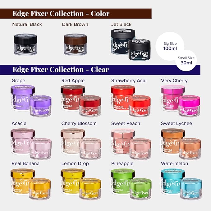 Red by Kiss Edge Fixer Hair Shine Gel, 24 Hour Max Hold, Non-Flaking, Biotin B7 Infused, Natural Styling, Professional Edge Control Wax, Perfect for Braiding (Sweet Lychee)