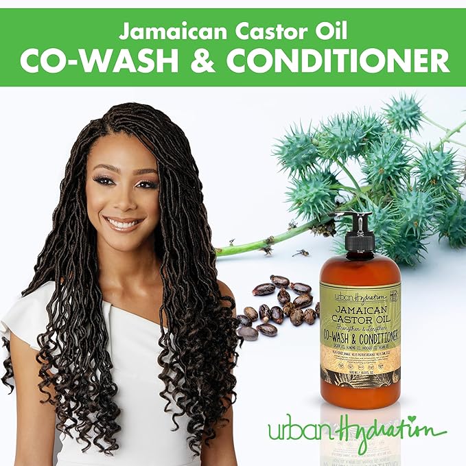 Urban Hydration Jamaican Castor Oil Co-Wash and Conditioner | Sulfate, Paraben and Dye Free, Cleanses, Hydrates and Repairs Damage for Soft, Strong and Shiny Hair, All Hair Types, 16.9 Fl Ounces