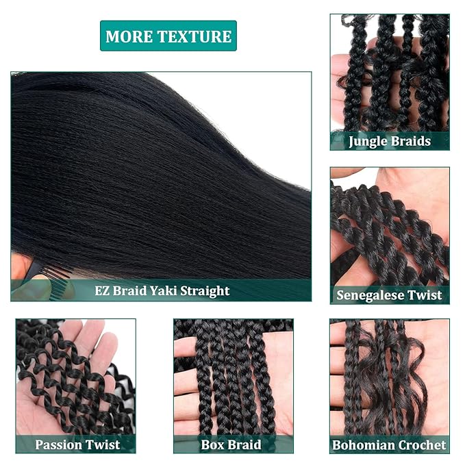 1b Black Kids Braiding Hair Pre Stretched Ez Synthetic Hair for Braiding Black Women Non Toxic Hypoallergenic Knotless Braids Hair Extensions 20 Inch 3 Packs