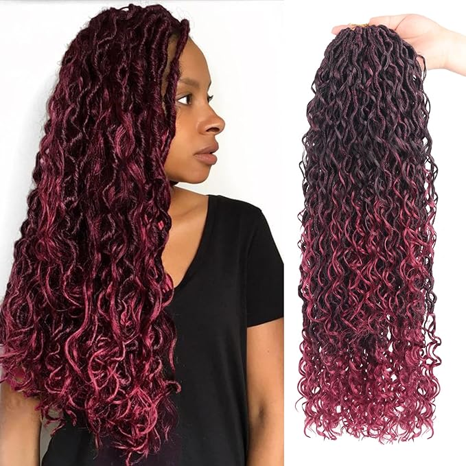 Goddess Locs Crochet Hair 22 Inch 9 Packs Synthetic Faux Locs Crochet Hair for Black Women, River Locs Hair Extensions Style Pre looped Crochet Locs with Curly Ends