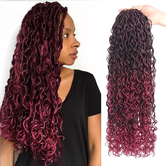 Goddess Locs Crochet Hair 22 Inch 9 Packs Synthetic Faux Locs Crochet Hair for Black Women, River Locs Hair Extensions Style Pre looped Crochet Locs with Curly Ends