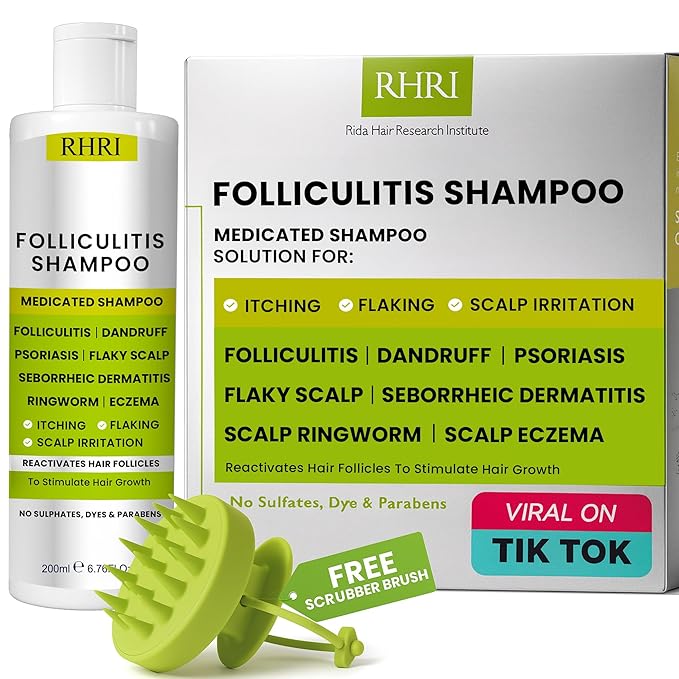 Folliculitis Shampoo | Antifungal Shampoo for Seborrheic Dermatitis, Scalp Psoriasis & Dandruff | Soothes Itchy, Dry Scalp | Cleanses, Exfoliates & Removes Build-Up | Reactivates Hair Follicles