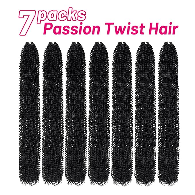 Dorsanee Passion Twist Hair 30 Inch 7 Packs Water Wave Crochet Hair Long Bohemian Curly Braiding Hair for Butterfly Locs, Faux Locs, Boho Style Spring Twist Crochet Braids (1B#)