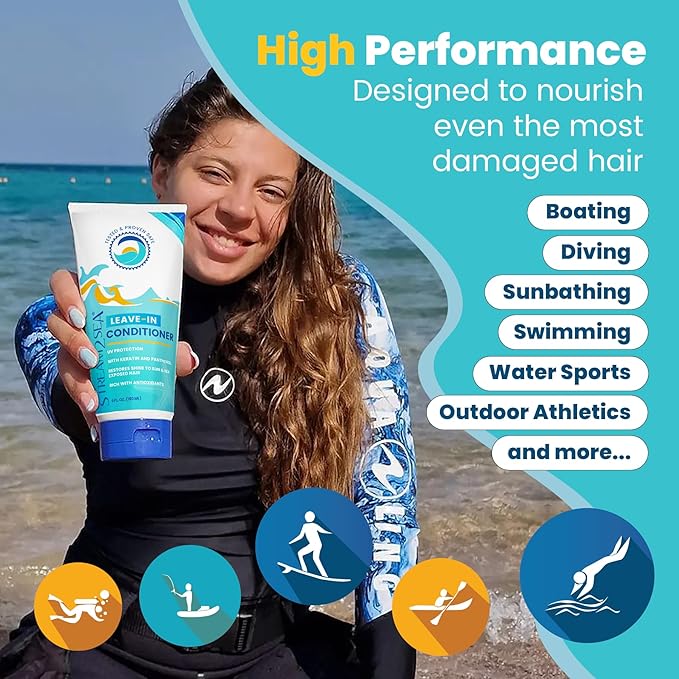 Stream2Sea Travel Size Sulfate Free Leave-In Hair Conditioner with Sun Protection, 1oz Each, Pack of 3 | Travel Size