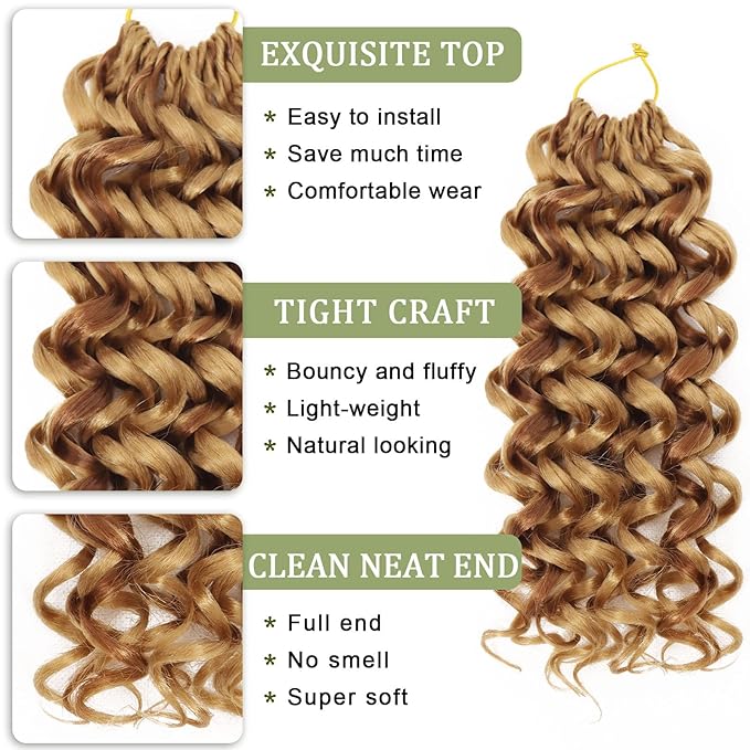 Vomella GoGo Curl Crochet Hair 8 Packs 10 Inch Curly Crochet Hair for Women Water Wave Beach Curl Synthetic Deep Twist Crochet Hair Extensions P27/30