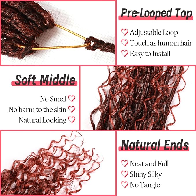 Goddess Locs Crochet Hair-30 Inch 8 Packs Boho Faux Locs Crochet Hair for Black Women Pre Looped Soft Locs with Curly Ends (T350, 30 Inch(Pack of 8))