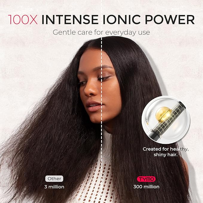 TYMO Diffuser Hair Dryer Blow Dryer - 300 Million Ionic Hairdryer with Diffuser & Comb Attachment for Curly Hair, Professional Blowdryer for Women, Cool Air Button, Small Travel Lightweight, Gold