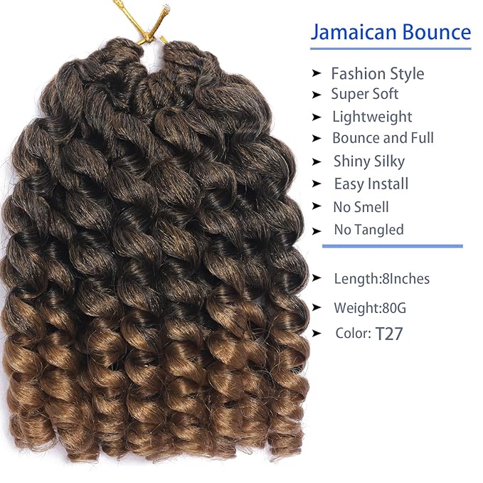 3 Packs 2X Ringlet Wand Curl Jamaican Bounce Crochet Hair 8 inch Afro Curly Crochet Hair Extensions Crochet Braiding Hair 60 Strands