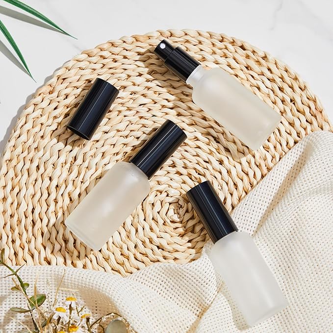 Roshtia 30 Pcs 1.69 Oz/ 50 ml Black Glass Spray Bottle Refillable Perfume Atomizer Clear Decorative Empty Bottles with Fine Mist Sprayer Pump for Face Body Travel